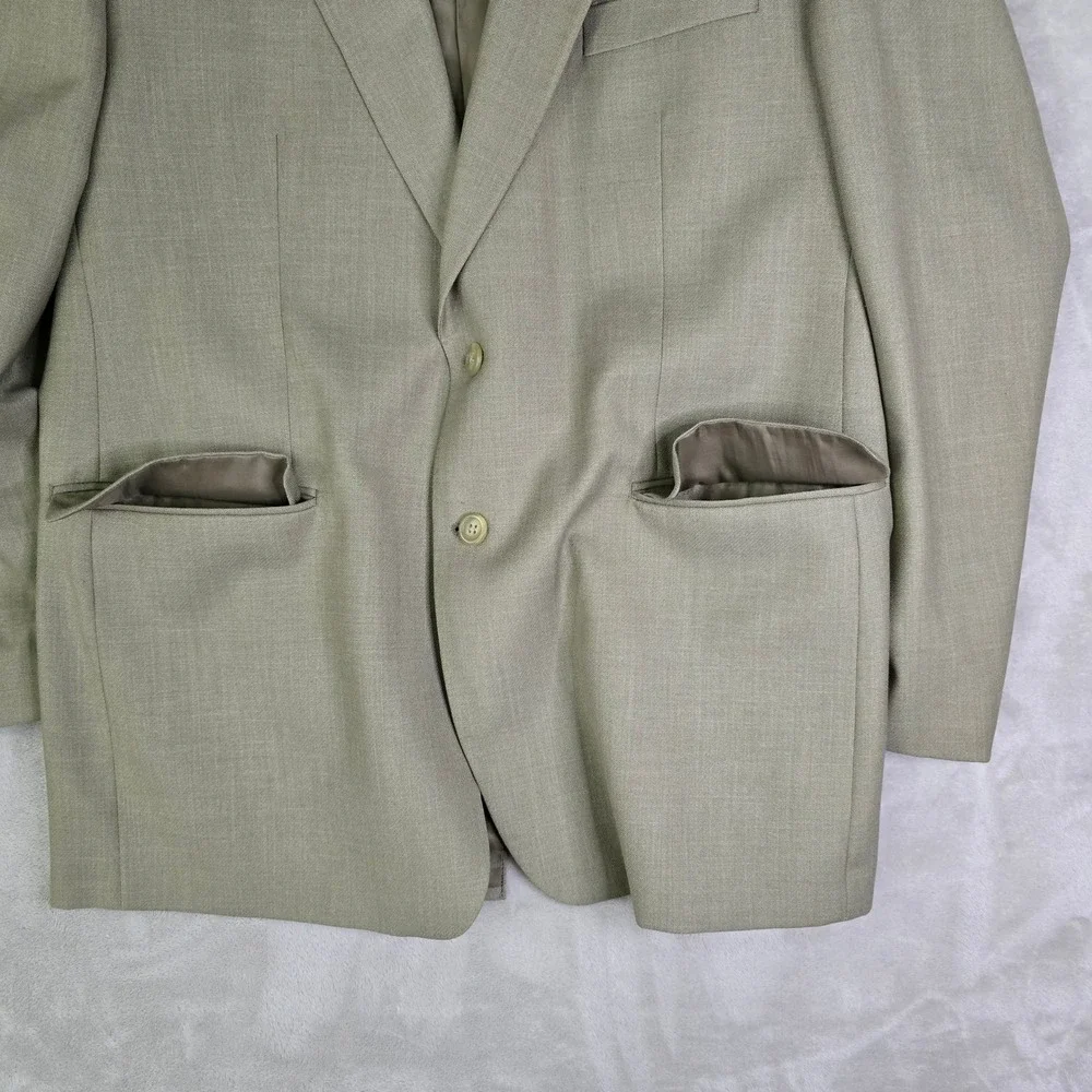 Chaps 46R Sport Coat Blazer‎ Tan Taupe Textured Weave 2 Button Flap Pockets